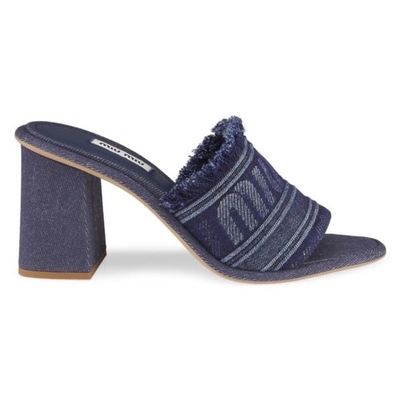 Logo Denim Open-Toe Mules - Picture 3 of 8